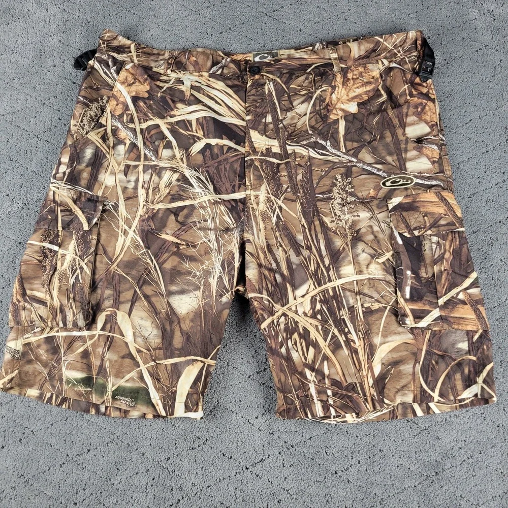 Drake Waterfowl Systems Cargo Shorts Mens XL Camo Advantage Max-4 Hunting